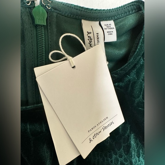 NWT: OTHER STORIES EMERALD ANIMAL PRINT VELVET MINI DRESS - Picture 6 of 6